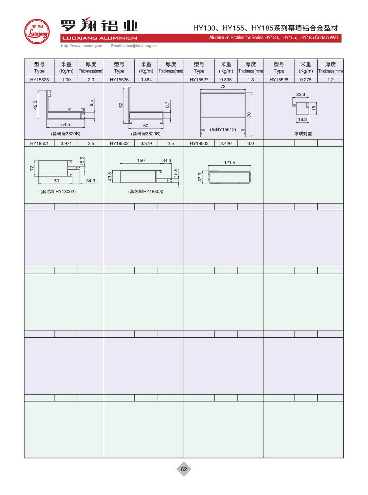 HY130、HY155、HY185系列幕墻