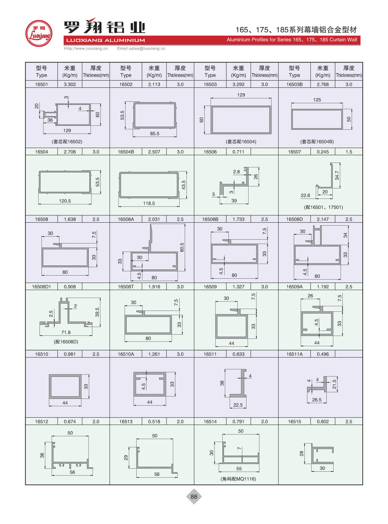 165、175、185系列幕墻