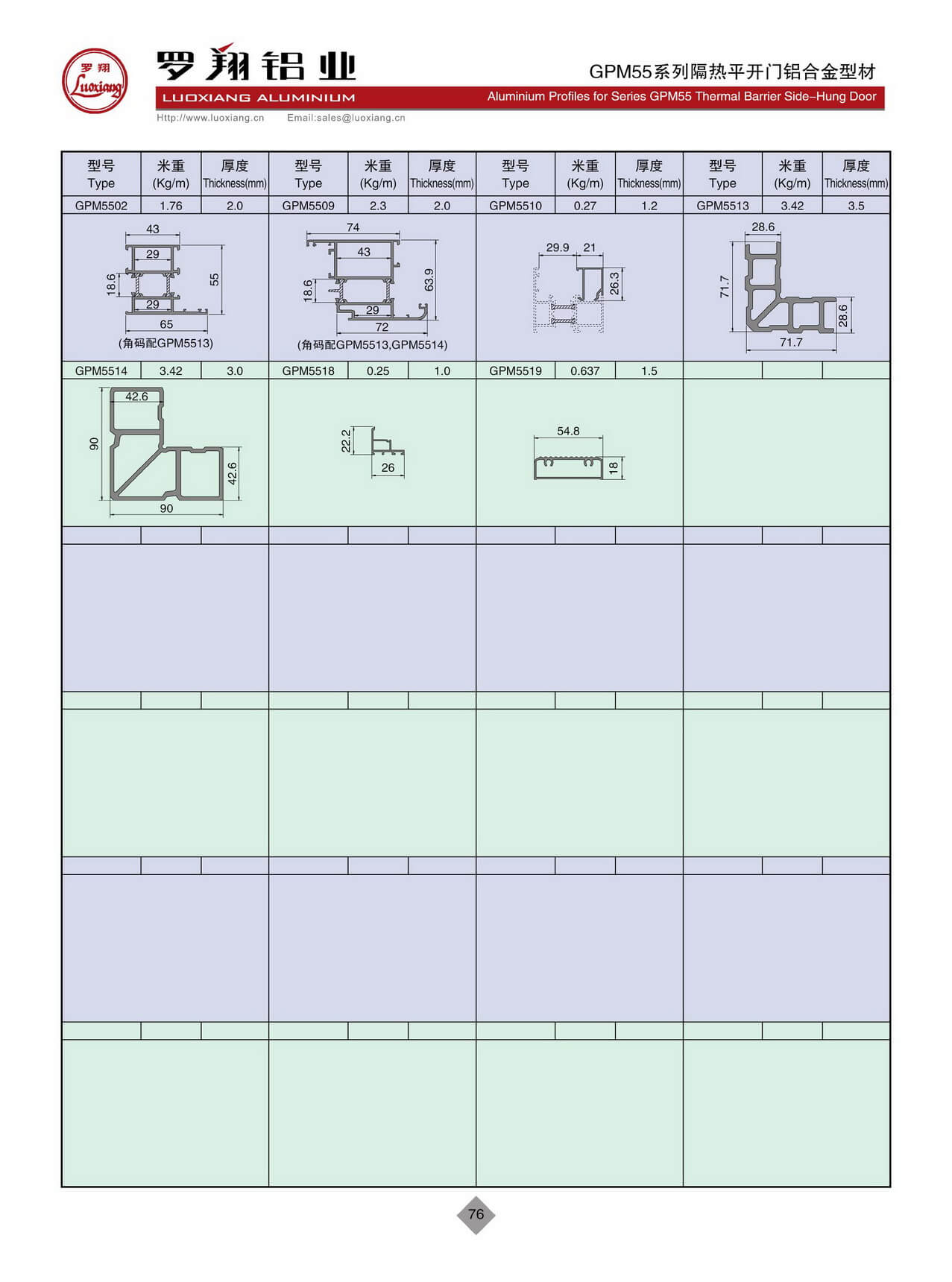 GPM55系列隔熱平開門